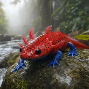 Axolotl + Strawberry frog